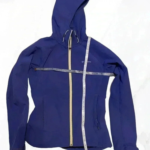 Columbia Phurtech baby blue and yellow long sleeve hood  soft shell jacket S - Picture 3 of 5